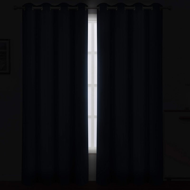 LEMOMO Navy Blue Thermal Blackout Curtains/52 x 108 Inch/Set of 2 Panels Room Darkening Curtains for Bedroom - Image 3