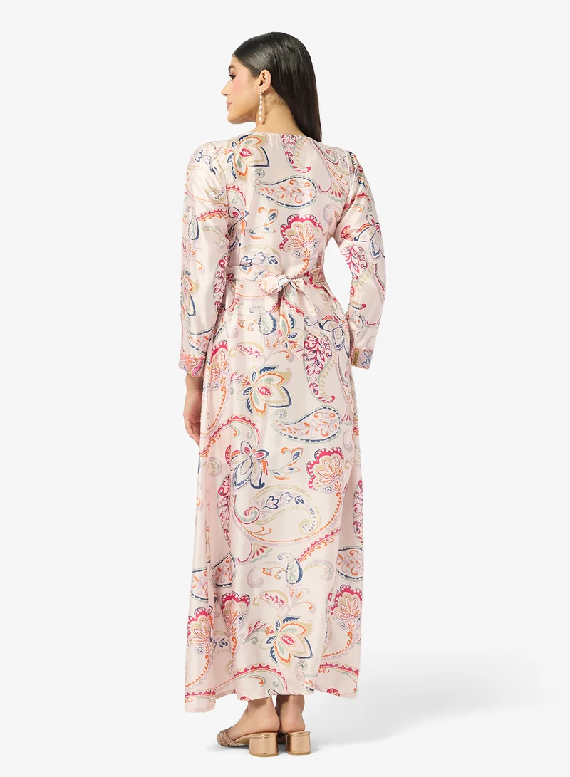 ARABIAN CLOSET Embellished Belted Jalabiya