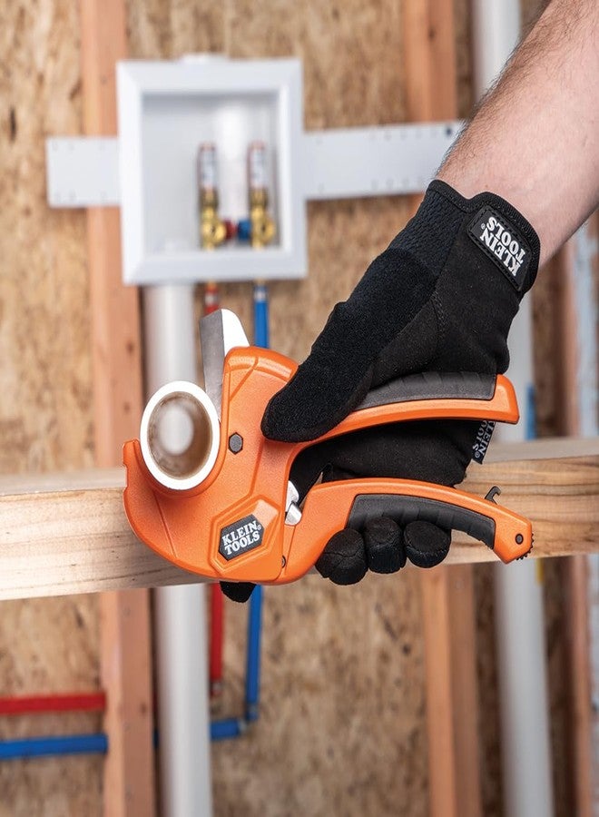 Klein Tools 50063 Ratcheting PVC Pipe Cutter, Cuts 1-1/4-Inch I.D. PVC, CPVC, PEX Pipes, One-Handed Operation, Replaceable Blades - Image 5