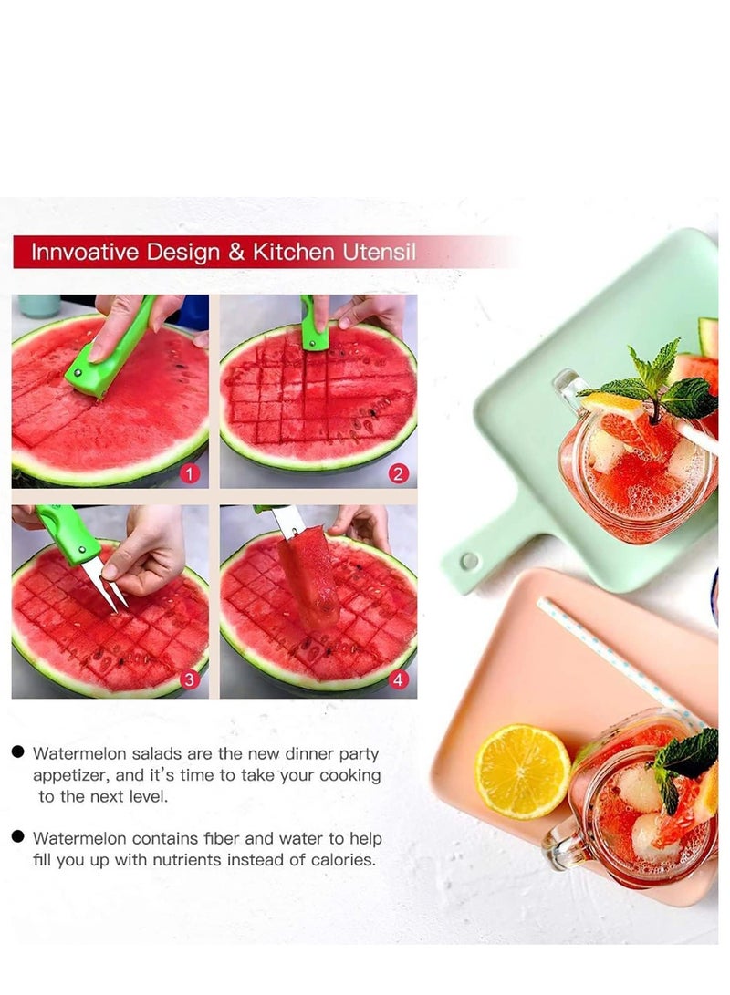 3 in 1 Watermelon Slicer Cutter, Multifunctional Watermelon Splitter Watermelon Cutting with Ball Scoop and Fork, Stainless Steel Fruit Forks Slicer  - Image 4