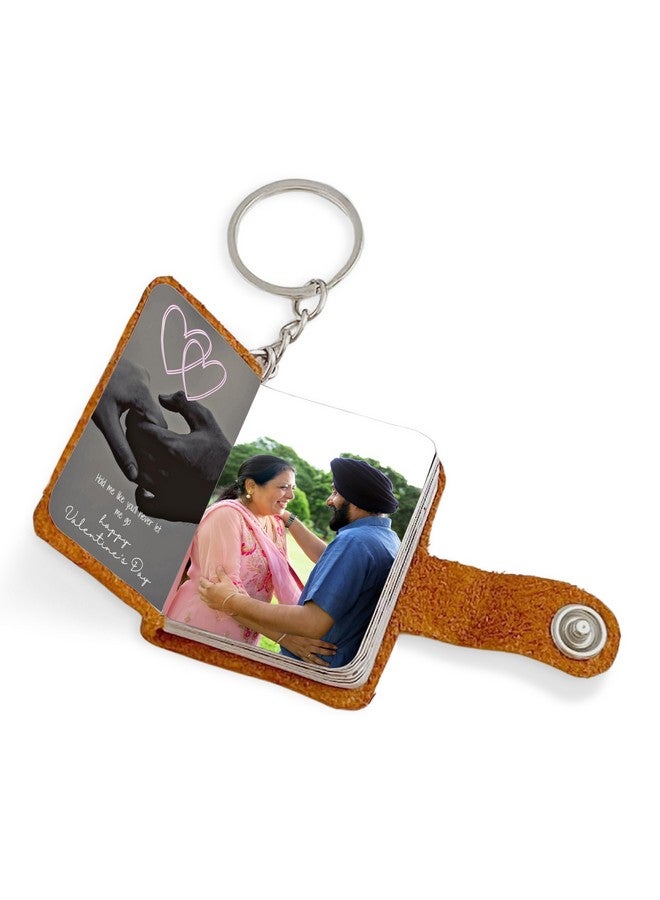 Flashing Click Customizable Leather Mini Photo Album Keychain - with 12 to 23 Photos - Gift Idea for, Birthdays, Anniversaries, Mom, Dad or Special Moments - Image 1