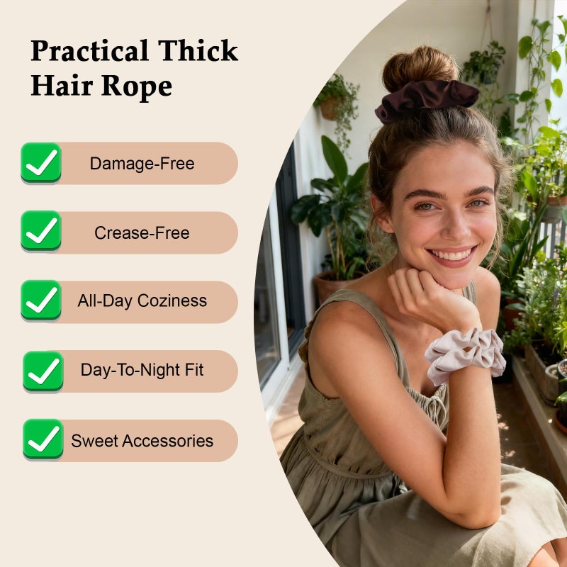 SEVEN STYLE Satin Scrunchies for Women â€“ 8PCS Neutral Silk Hair Ties Set (Black, Blonde, Dark Brown, Light Brown) â€“ No Crease, Frizz-Free, Gentle Elastic Hair Bands, Soft & Stylish Everyday Hair Accessories Gifts - Image 3