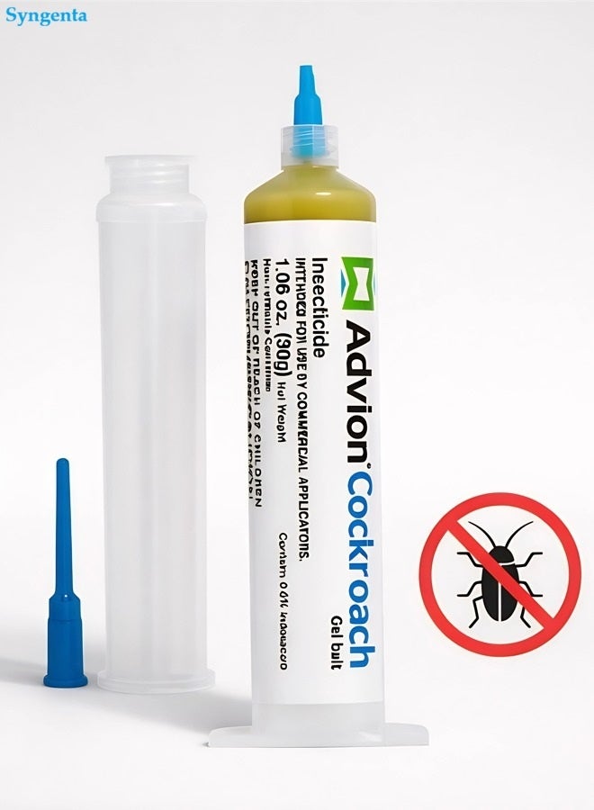 syngenta Advion Cockroach Killer Gel Bait Includes 1 Tube +1 Plunger +1 Tip Anti Cockroach Pest Control Gel Bait Original USA 30grams - Image 1