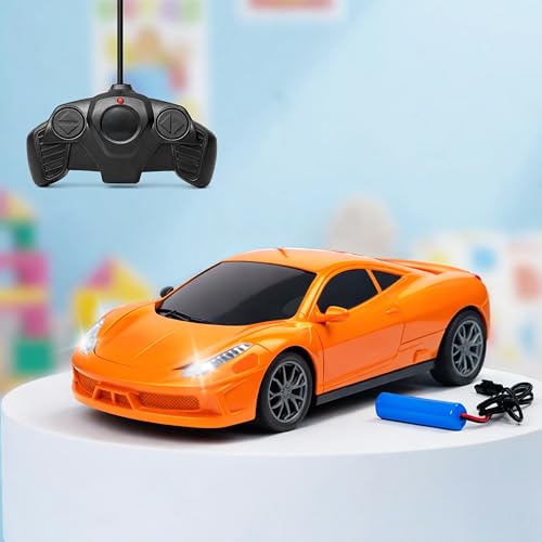 VGRASSP 1:24 Scale Remote Control Racing Car Toy for Kids – 4 Function RC Car with Head Lights and Rechargeable Battery - Color and Design As Per Stock - Image 1
