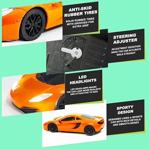 VGRASSP 1:24 Scale Remote Control Racing Car Toy for Kids – 4 Function RC Car with Head Lights and Rechargeable Battery - Color and Design As Per Stock - Image 2