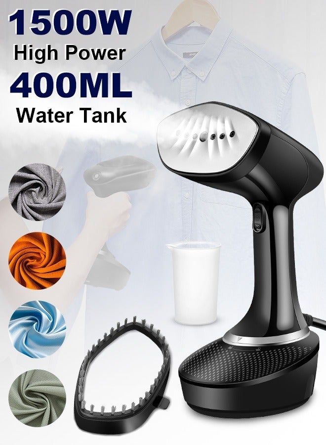 1500W GARMENT STEAMER IRON, HIGH-POWER HANDHELD STEAMER CLOTHES WITH 400ML DETACHABLE WATER TANK, PORTABLE STEAM IRON 20S FAST HEAT-UP IRONING, QUICK WRINKLE REMOVER - STRONG PENETRATING 20-25G/MIN