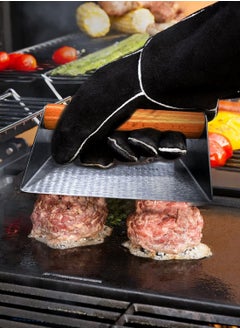 Rich Life Stainless Steel Burger Smasher and Grill Press for Smash Burgers – 16.5cm Heavy Duty Cast Iron Base with Wooden Handle – Non-Stick Smash Burger Press for Flat Top Griddle, BBQ, Stove Top and Outdoor Cooking  - Image 2