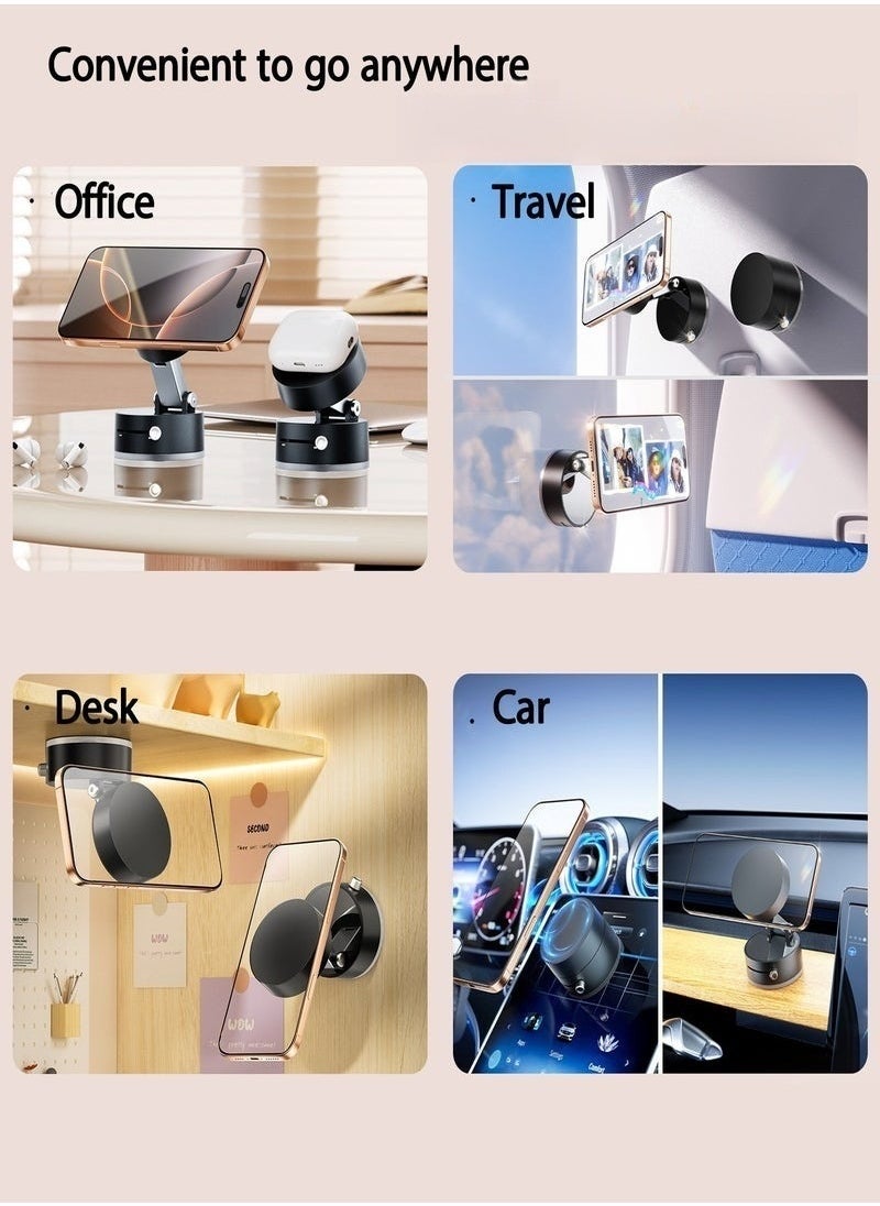 Generic - Magnetic Car Phone Holder, Suction Cup Mount, Multi-Angle Rotation, Includes Mirror Stickers, Magnetic Sheets, and Hex Wrench for Easy Installation - Image 1