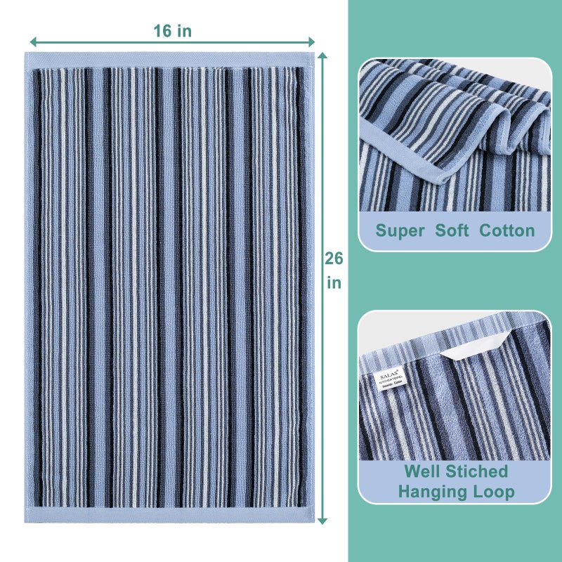 SALAS Premium Kitchen Dish Towels for Drying Dishes  Large Cotton Kitchen Towels  Stripped Terry Dish Cloths  Thick Highly Absorbent Kitchen Towel Sets with Hanging Loop  16"" X 26""  6 Packs Blue - Image 2