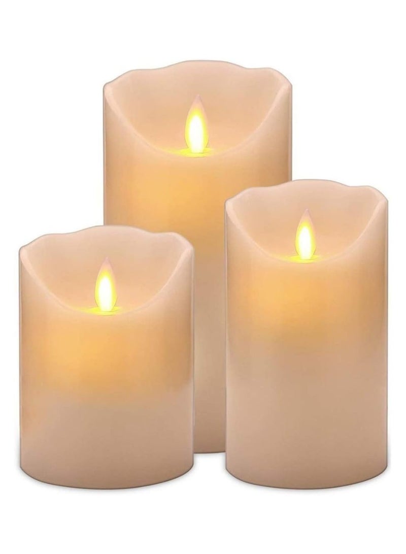 Flameless Candles, Set of 3 Flameless Pillar Candles, Battery Operated Fake Candle, LED Flameless Candles Flickering, Elegant Wickless Design, Perfect for Home Decor - Image 1