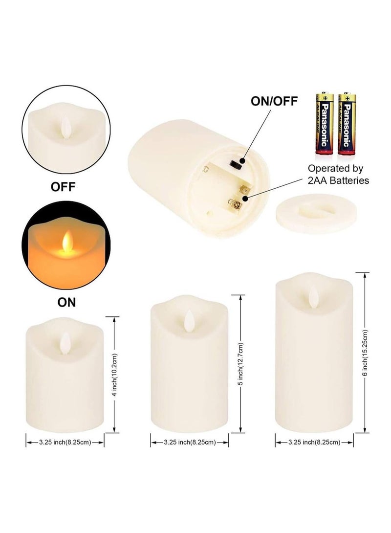Flameless Candles, Set of 3 Flameless Pillar Candles, Battery Operated Fake Candle, LED Flameless Candles Flickering, Elegant Wickless Design, Perfect for Home Decor - Image 2