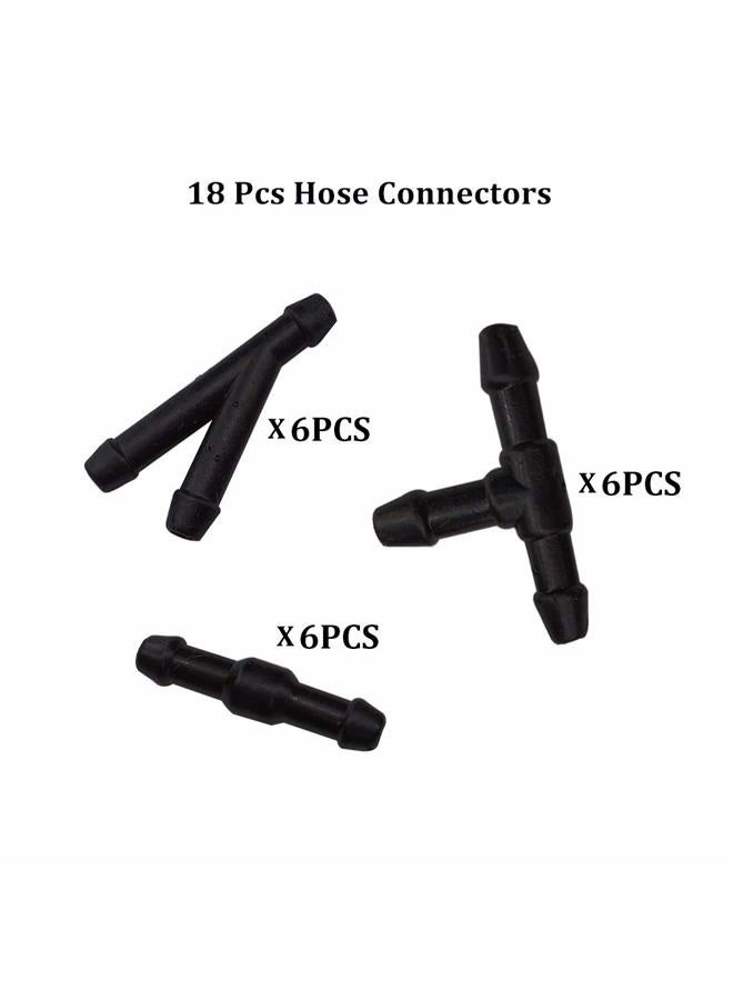 BUENNUS 18Pcs Windshield Wiper Hose Connectors, 2-Way I Type,3-Way T Type,3-Way Y Type Windshield Hose Connector Kit,Black Plastic Water Hose Connector Splitter for Universal Car Washer Nozzles - Image 2
