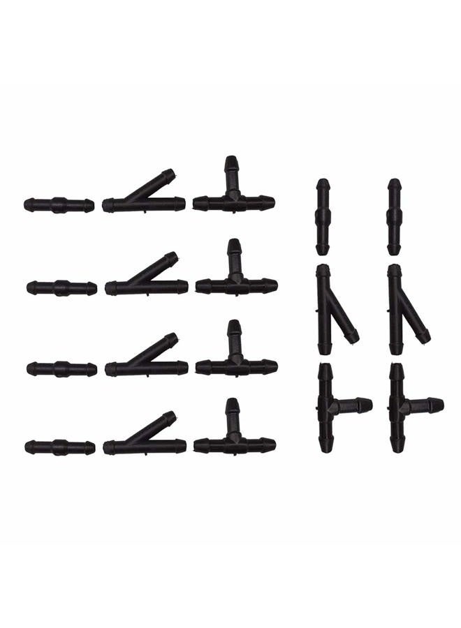 BUENNUS 18Pcs Windshield Wiper Hose Connectors, 2-Way I Type,3-Way T Type,3-Way Y Type Windshield Hose Connector Kit,Black Plastic Water Hose Connector Splitter for Universal Car Washer Nozzles - Image 1