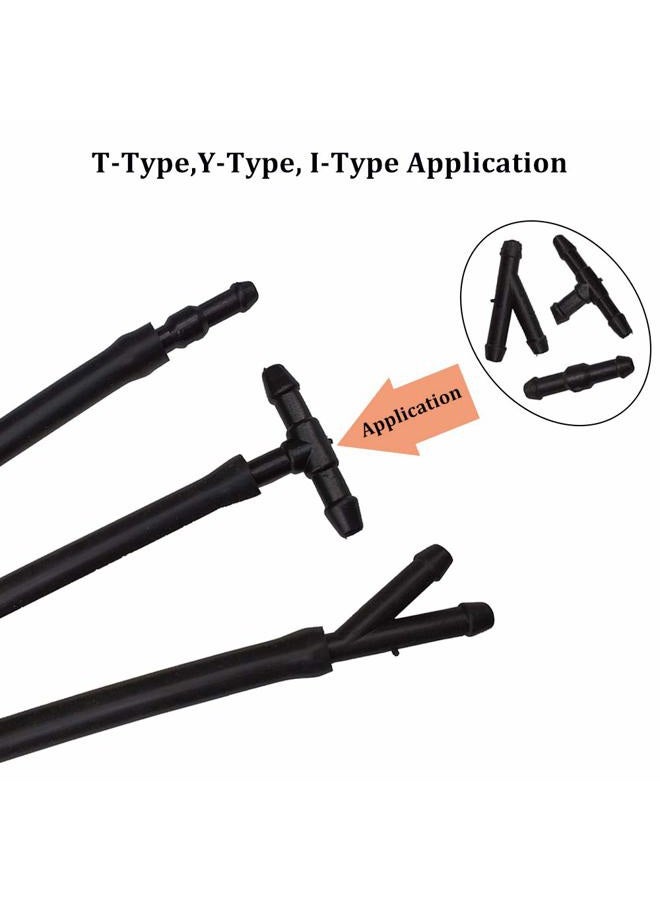 BUENNUS 18Pcs Windshield Wiper Hose Connectors, 2-Way I Type,3-Way T Type,3-Way Y Type Windshield Hose Connector Kit,Black Plastic Water Hose Connector Splitter for Universal Car Washer Nozzles - Image 3