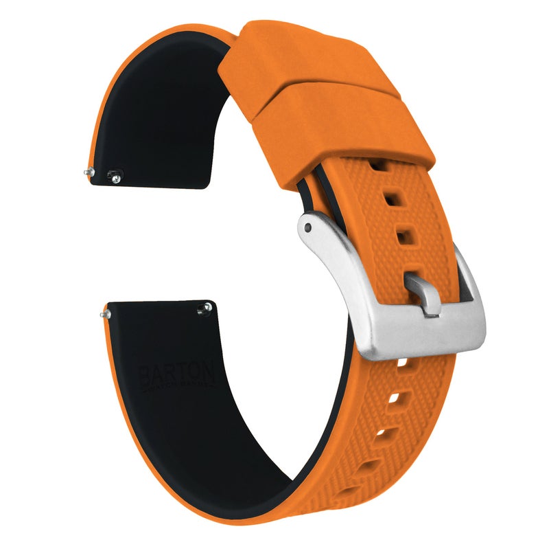 Barton Watch Bands أشرطة ساعة بارتون للإفراج السريع النخبة من السيليكون، برتقالي قرع أعلى/أسود أسفل، 20 مم - Image 2