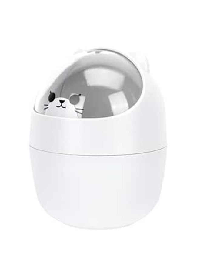 Gray Cat Mini Desktop Trash Can with Lid Cute Animal Waste Container for Office Dormitory - Image 1