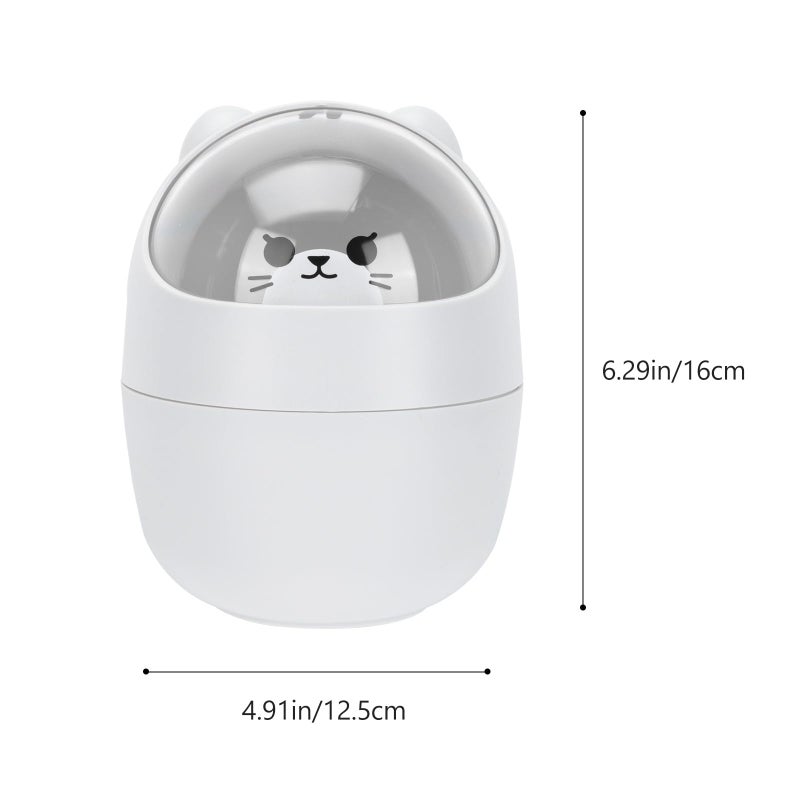 Gray Cat Mini Desktop Trash Can with Lid Cute Animal Waste Container for Office Dormitory - Image 3