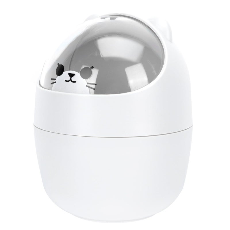 Gray Cat Mini Desktop Trash Can with Lid Cute Animal Waste Container for Office Dormitory - Image 2