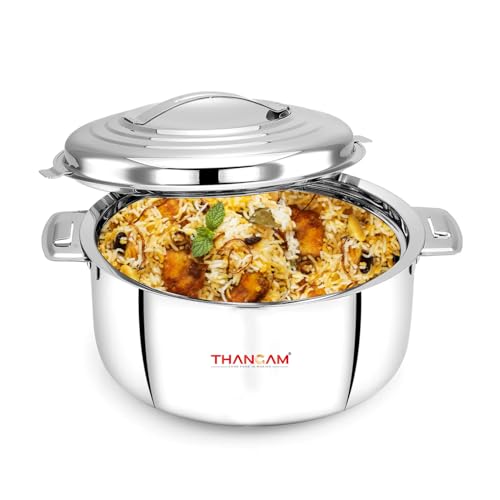 Thangam Stainless Steel Double Walled Casserole 1500ml Hot Pot with Steel Lid Twist Lock for Hot Dishes, Rice, Chapati, Roti, Gravy, Soup Hot Box(1.5 Litre) Silver - Image 2