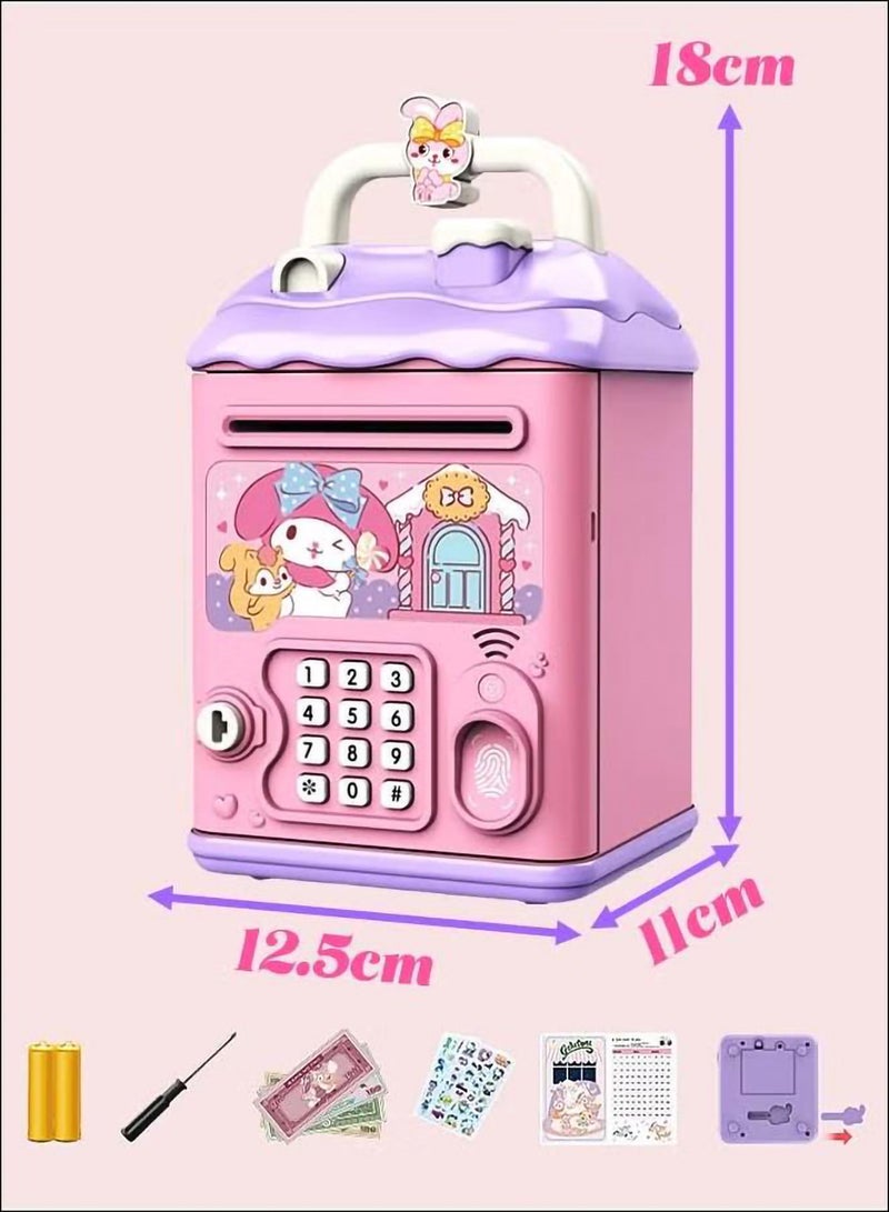 Relex Money Saving Box, Kids Money Bank with Password & Key & Fingerprint, Ideal Gift for Children's Birthdays, Parties, Festivals - Image 2