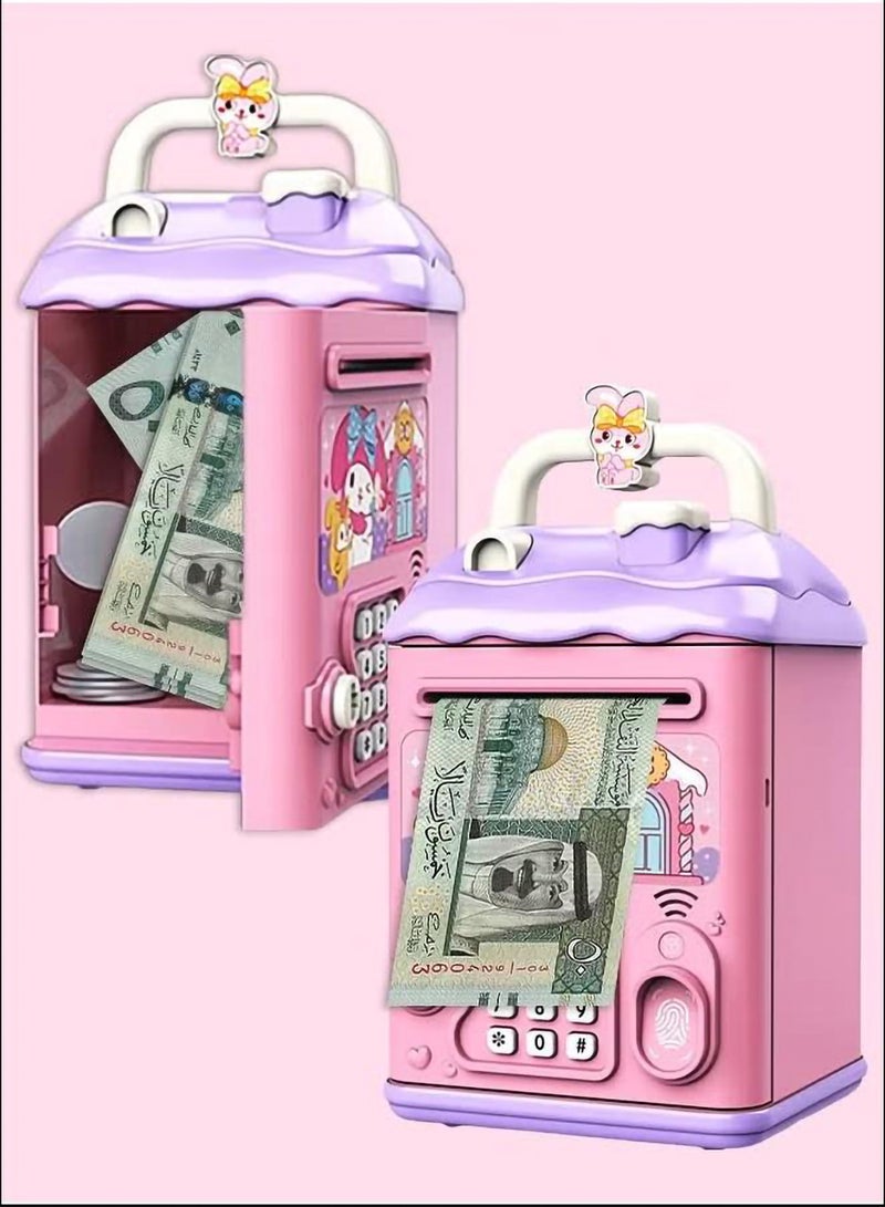 Relex Money Saving Box, Kids Money Bank with Password & Key & Fingerprint, Ideal Gift for Children's Birthdays, Parties, Festivals - Image 3
