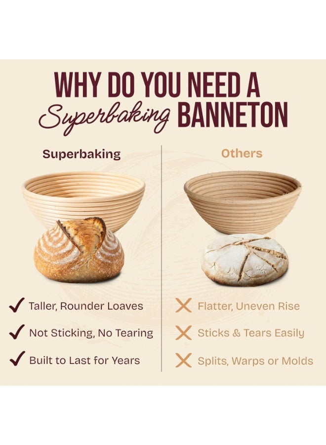 HOMESTAR Banneton Proofing Basket Set, Round 9" Sourdough Basket for Bread Making Tools, Artisan Baking Supplies Kit, Gifts for Bakers - Image 3