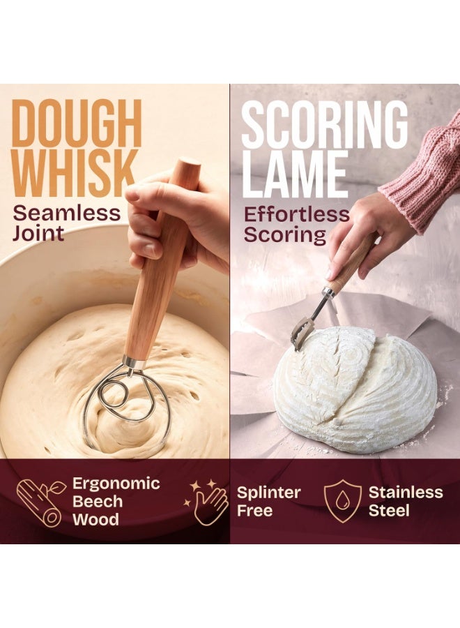 HOMESTAR Banneton Proofing Basket Set, Round 9" Sourdough Basket for Bread Making Tools, Artisan Baking Supplies Kit, Gifts for Bakers - Image 5