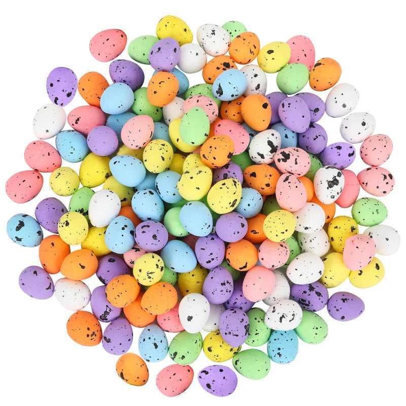 JUNEBRUSHS 300 Pcs Speckled Easter Eggs Decor, Glitter Mini Foam Easter Eggs in Mixed Color for Vase Filler Easter Crafts Home Decor Party Supplies - Image 1