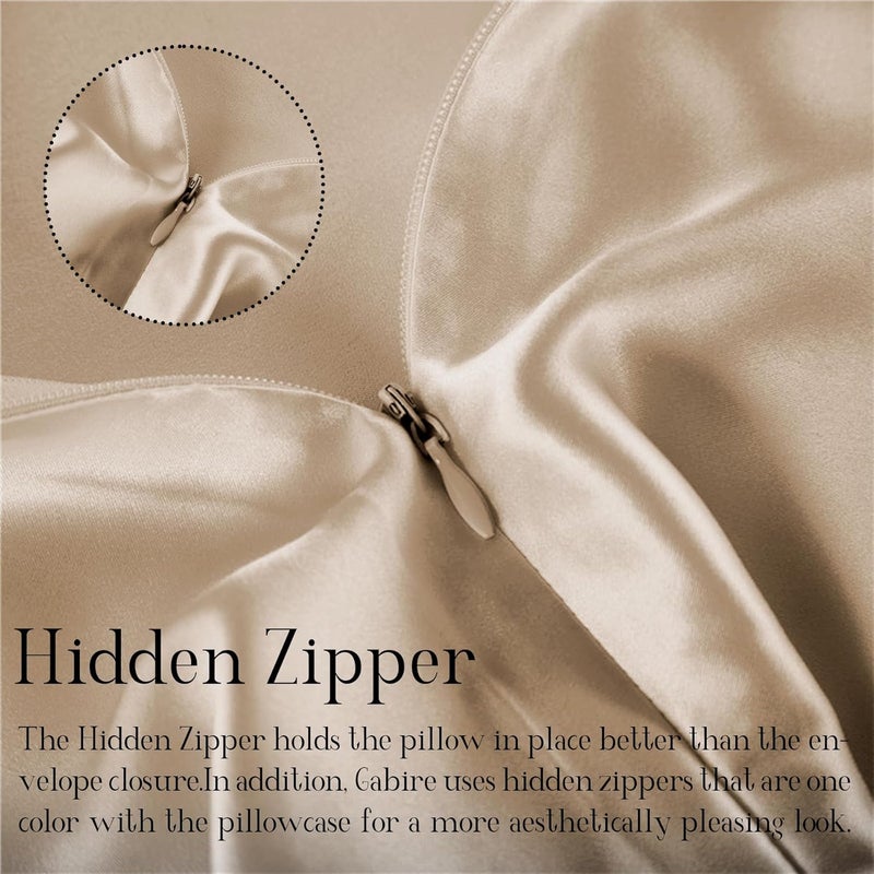 Gabire Mulberry Silk Pillowcase for Hair and Skin Prevent Acne Pillowcase Both Sides Real Silk Pillowcases Organic Silk Pillowcase with Hidden Zipper, Champagne, Standard (20"×26") - Image 4