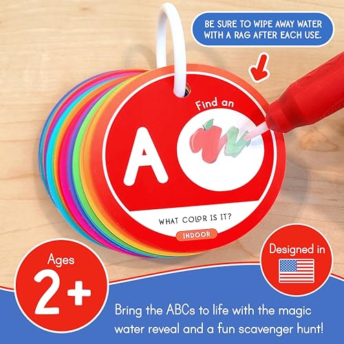 LMC Products ABC Scavenger Hunt Cards with Magic Water Brush Alphabet Learning Toys for Kids Toddlers Games with Water Doodle ABC - Image 5