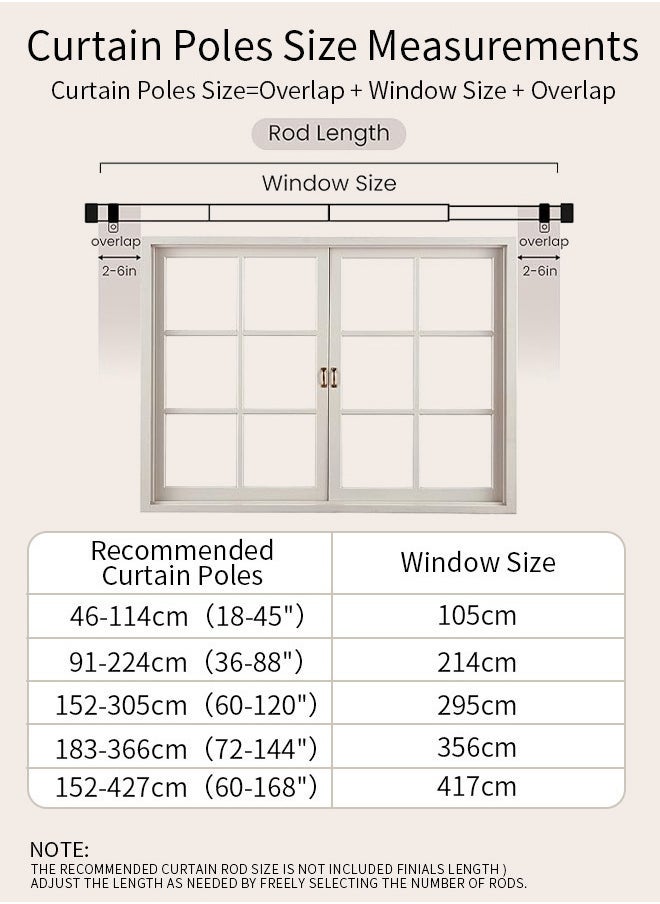 RATSAW Curtain Rod Curtain Poles Set for Eyelet Curtains 25mm Diameter Splicing Heavy Duty Drapery Rods with Adjustable Brackets for Bedroom Living Room Office  - Image 5