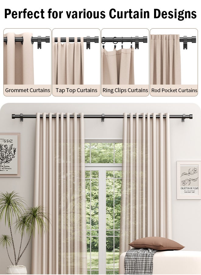 RATSAW - Curtain Rod Curtain Poles Set for Eyelet Curtains 25mm Diameter Splicing Heavy Duty Drapery Rods with Adjustable Brackets for Bedroom Living Room Office - Image 1