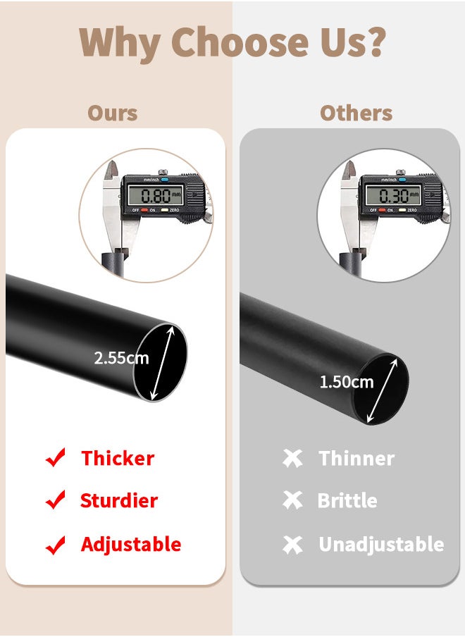 RATSAW - Curtain Rod Curtain Poles Set for Eyelet Curtains 25mm Diameter Splicing Heavy Duty Drapery Rods with Adjustable Brackets for Bedroom Living Room Office - Image 1