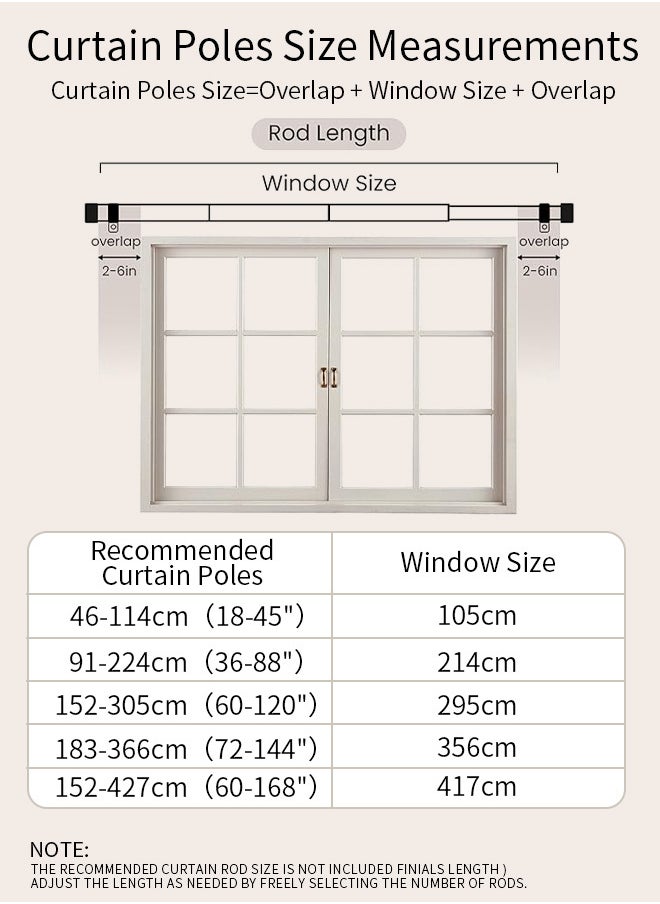 RATSAW - Curtain Rod Curtain Poles Set for Eyelet Curtains 25mm Diameter Splicing Heavy Duty Drapery Rods with Adjustable Brackets for Bedroom Living Room Office - Image 1