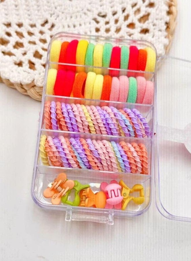 Plenteous مجموعة ربطات شعر مطاطية للأطفال مكونة من 70 قطعة - ربطات شعر ناعمة، مشابك صغيرة، حاملات ذيل حصان مع صندوق تخزين، إكسسوارات شعر للفتيات والأطفال الصغار (متعددة الألوان) - Image 2
