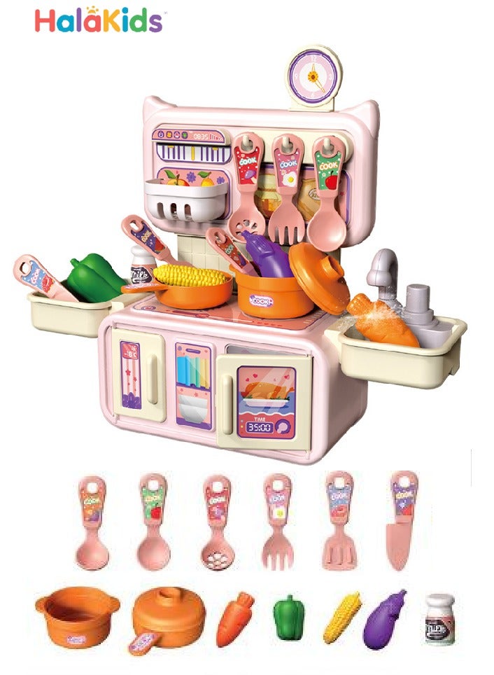 هالاكيدس مجموعة ألعاب المطبخ للأطفال ، مجموعة ألعاب الطعام والطبخ للأطفال الصغار ، مجموعة لعب داخلية لمدة 3 إلى 8 سنوات للفتيات الصبيان - Image 1