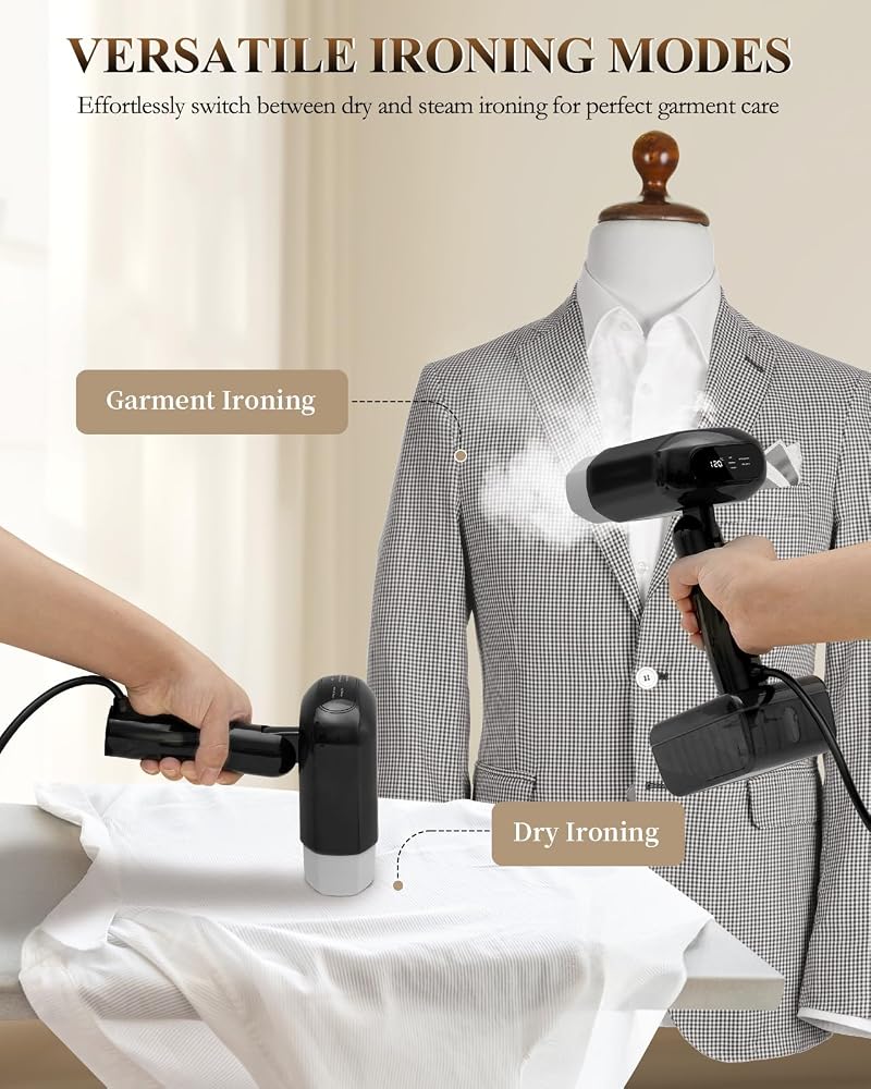 AMINAC Portable Steamer Iron for Clothes, Handheld Garment Steamer, Dual Dry & Wet Ironing for Home, Travel & Gift - Image 2