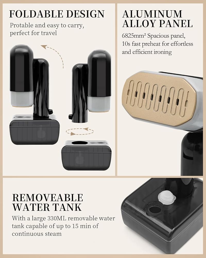 AMINAC Portable Steamer Iron for Clothes, Handheld Garment Steamer, Dual Dry & Wet Ironing for Home, Travel & Gift - Image 3