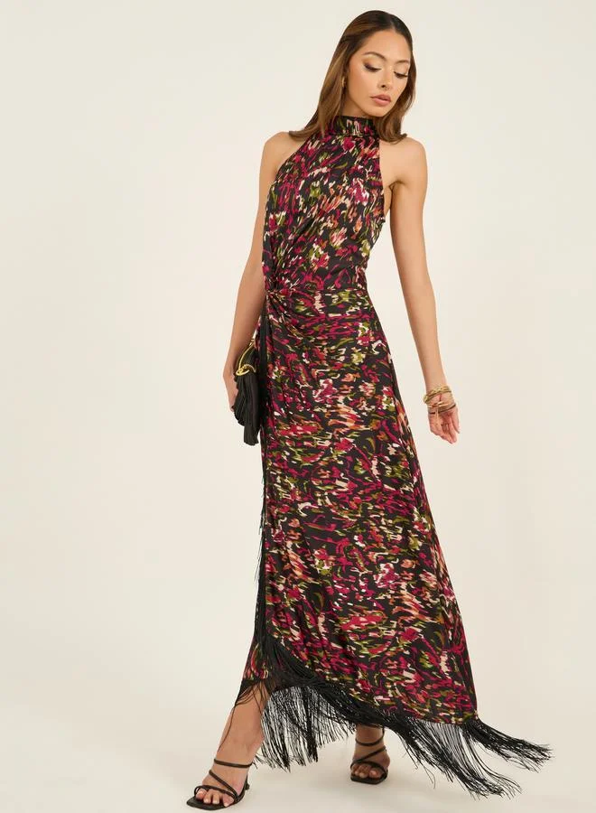 Styli Printed Halter Maxi Dress