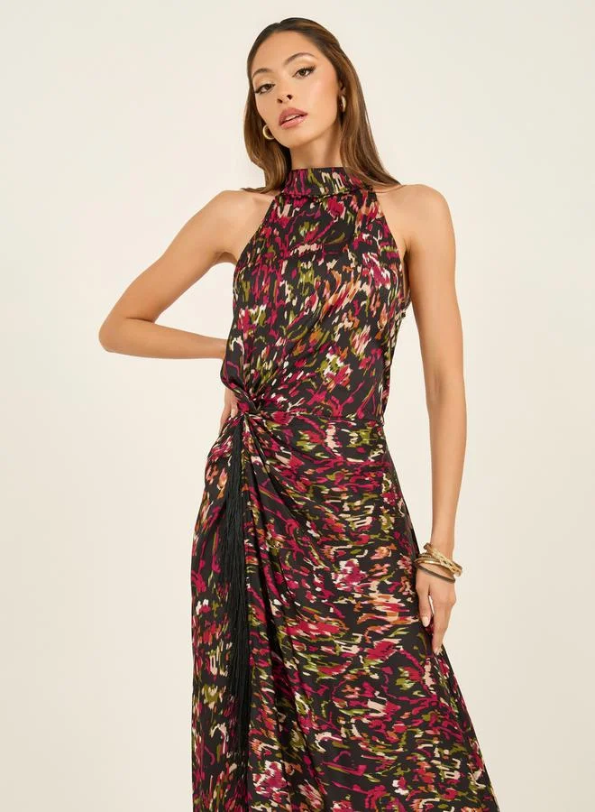 Styli Printed Halter Maxi Dress