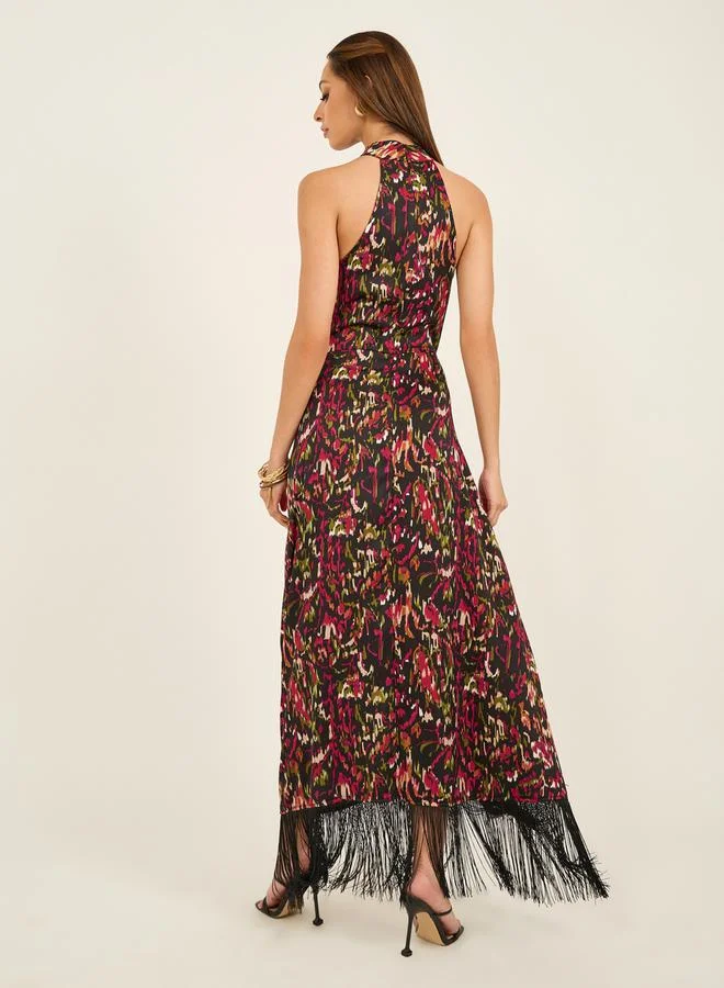 Styli Printed Halter Maxi Dress