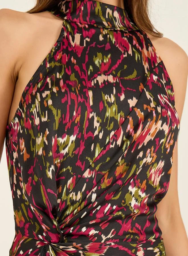 Styli Printed Halter Maxi Dress