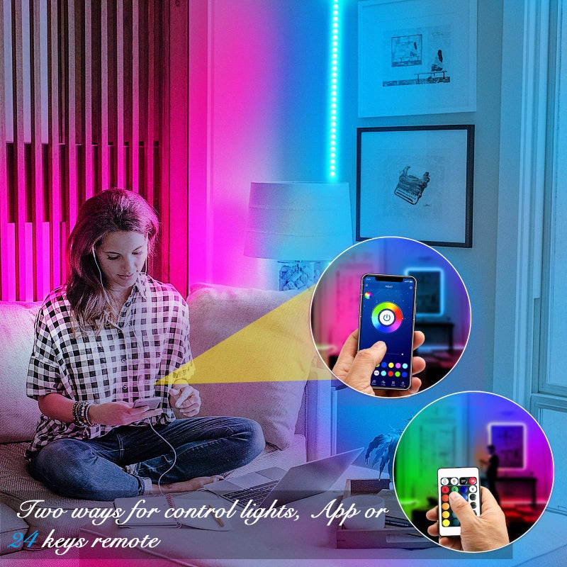 DAYBETTER Led Strip Lights Smart with App Control Remote, 5050 RGB for Bedroom, Music Sync Color Changing for Room Party 50ft - Image 5
