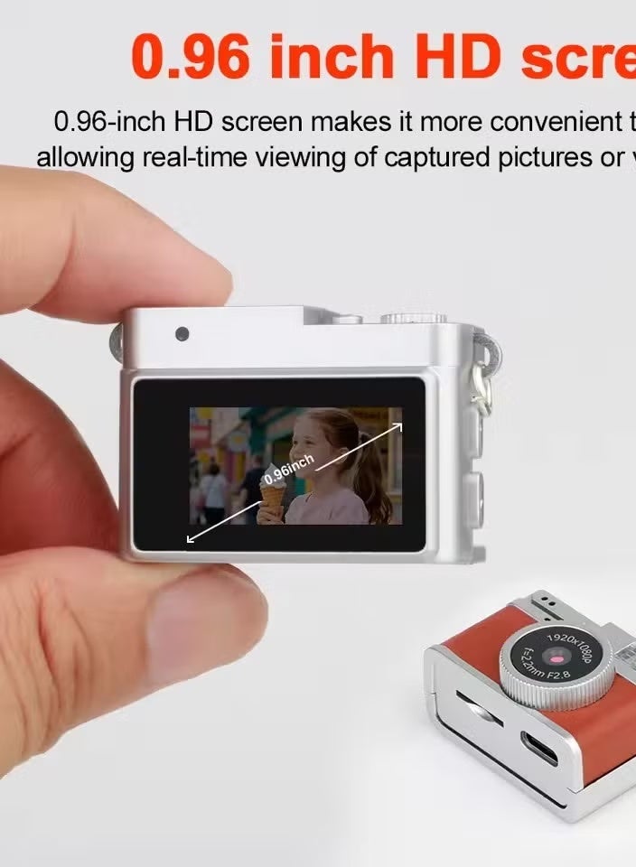 ZONBON Digital Camera 1080P Retro CCD Mini Cam with 0.96in Screen Indoor Outdoor Sports Portable Vintage Very Small Camcorder Video Cameras Recorder with 32GB Card, Brown - Image 3
