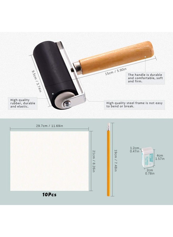 Swpeet - 24Pcs Block Printing Starter Tool Kit Rubber Stamp Carving Blocks Ink Roller Carving Tools Gloves Tracing Papers And Ink Mixing Tray For Stamp Carving - Image 1