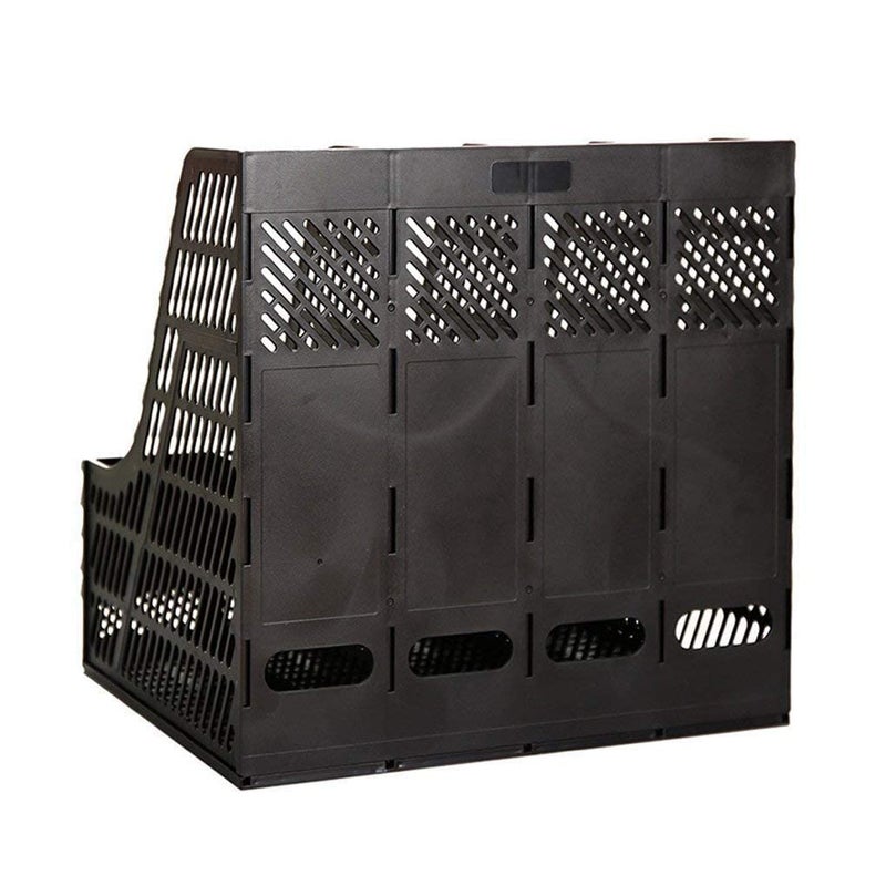 DIVHUK Desktop Bookshelf Magazine Organizer 4 Compartment Plastic Frames File Holder Dividers Document Cabinet Rack Storage Box For Office Home School- Tabletop, Step Shelf (Black) - Image 4