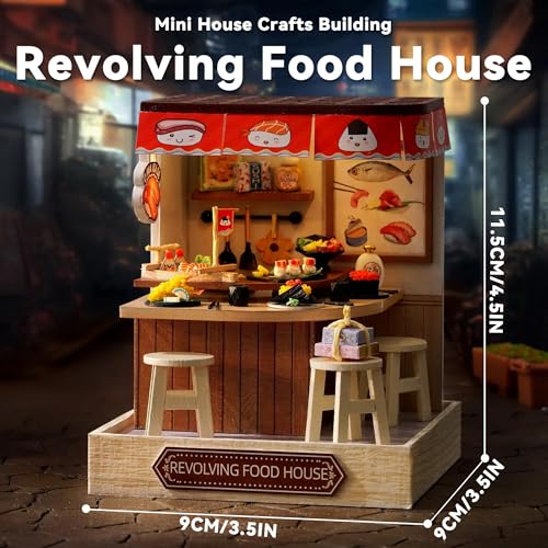 Flever Dollhouse Miniature DIY House Kit Creative Room with Furniture for Romantic Artwork Gift Revolving Food House - Image 5