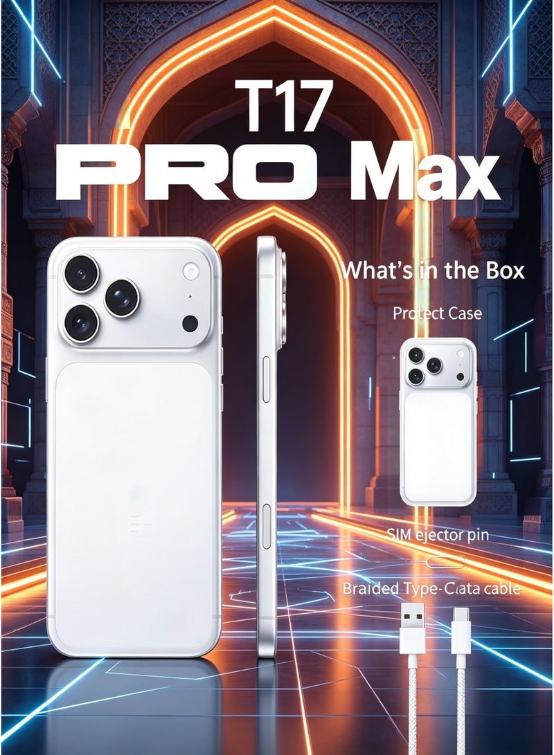 CCIT T17 Pro Max Smartphone, 7.2" FullHD Super LCD, 16GB RAM (8+8), 512GB Storage, 6000mAh Battery, Android 15, 4G LTE-White - Image 4
