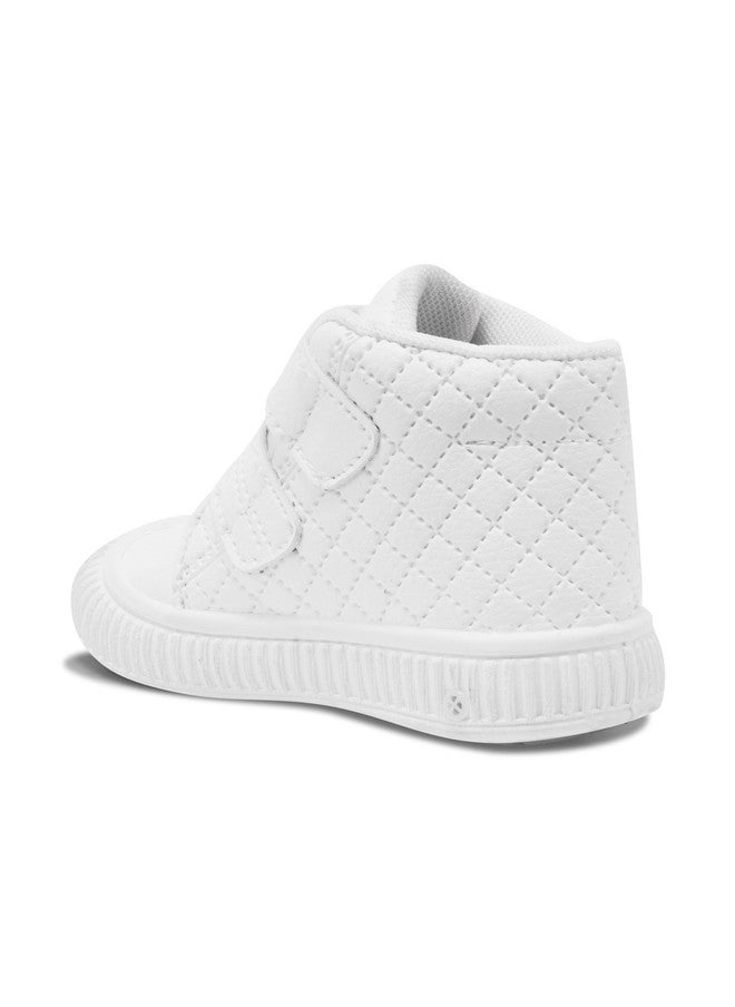 KATS Unisex Kids White Mid-Top Textured Sneakers with Velcro Closure - Image 4