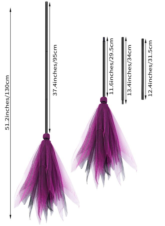 Elcoho 2 Pieces Retractable Halloween Witch Broom Plastic Splicing Broom for Witches Wizard Cosplay Broomstick Props for Halloween Costume Decoration - Image 2